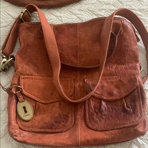 Fossil  Leather Shoulder Bag with Bohemian Style